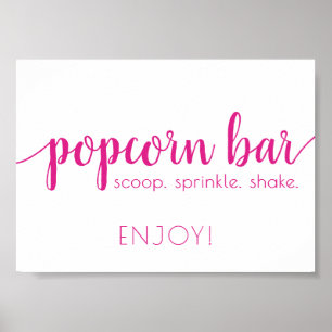 Simple Popcorn Bar   Hot Pink Any Event Sign