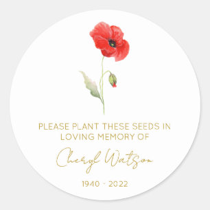 Simple Poppy Memorial Seed Packet Classic Round Sticker