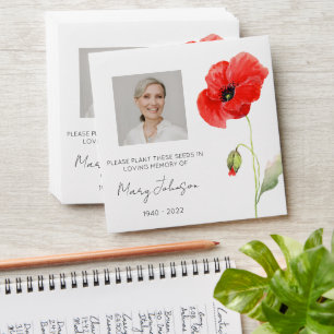 Simple Poppy Photo Funeral Seed Envelope