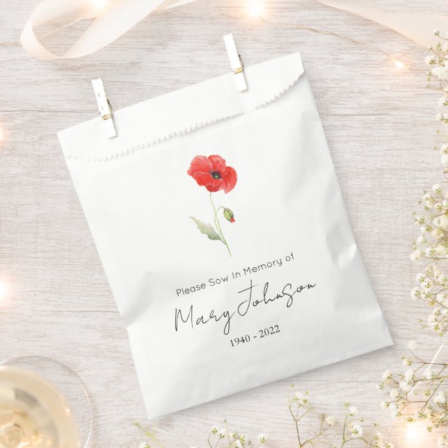 Simple Poppy Seed packet Funeral  Favor Bag (Clipped)