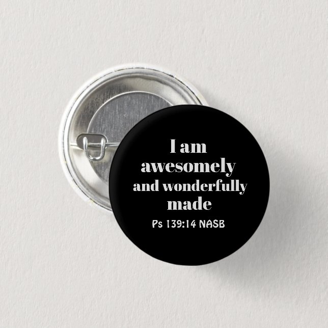 Simple Positive Bible Affirmation Christian Black Button (Front & Back)