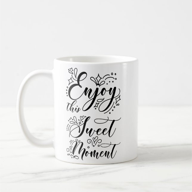 Simple Positivity Gentle Reminder Black White Coffee Mug (Left)