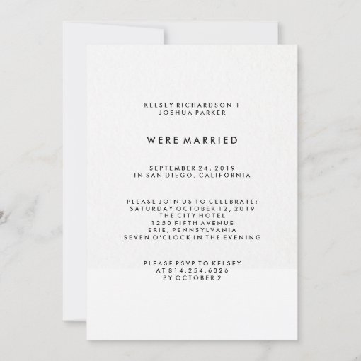 Simple Post Wedding Announcement and Celebration Zazzle