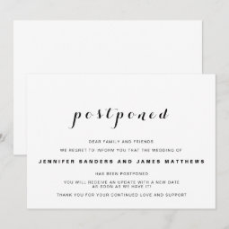 Simple Postponed Wedding Announcement | Zazzle