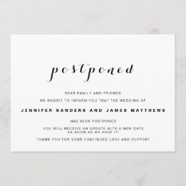 Simple Postponed Wedding Announcement