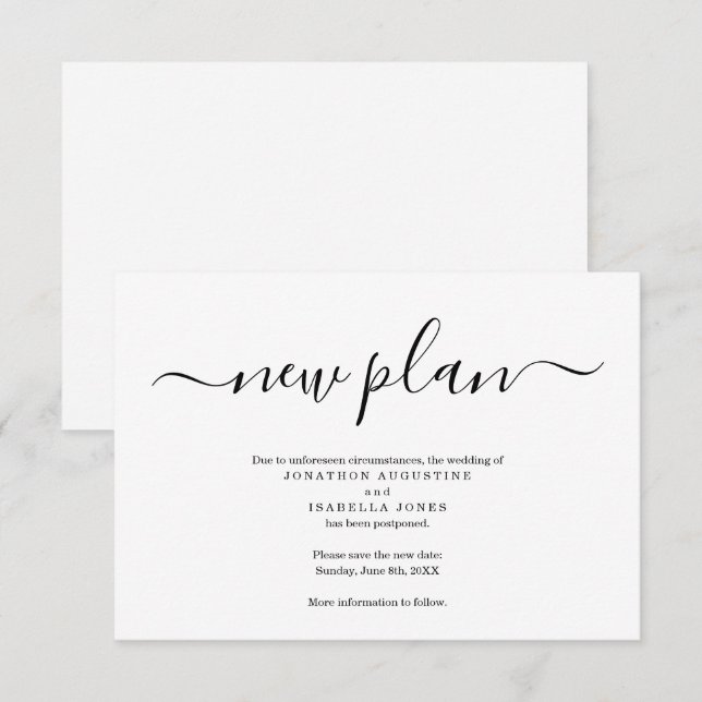 Simple Postponed Wedding Announcement (Front/Back)