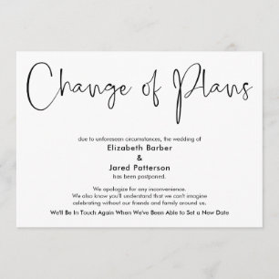 Simple Postponed Wedding Change of Plans Card