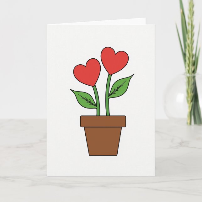Simple Potted Hearts Card (Front)