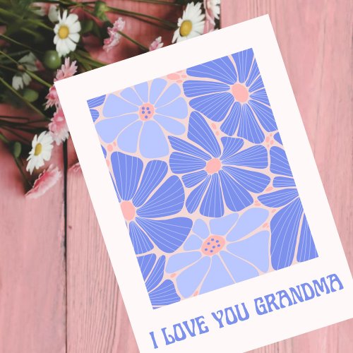 simple powder blue flowers for grandma card