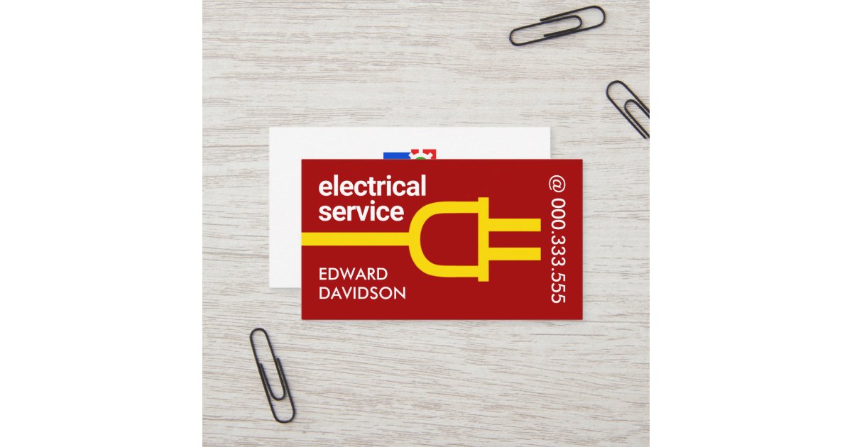 Simple Power Plug Electric Wiring Business Card | Zazzle