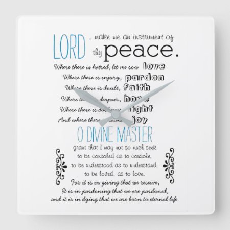 Simple Prayer Quote Square Wall Clock