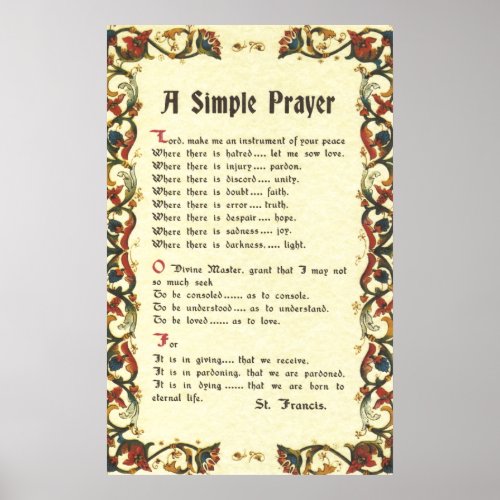 simple prayerst francispope francisflorentine poster