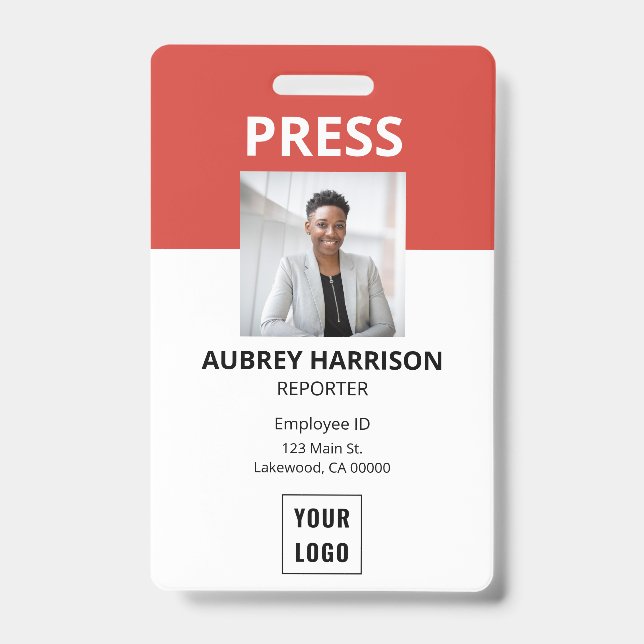 Simple Press Photo ID Badge (Front)