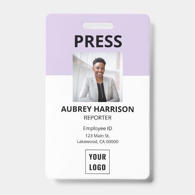 Simple Press Photo ID Badge (Front)