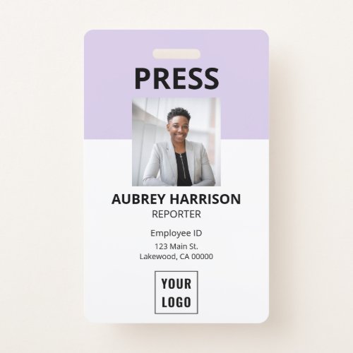 Simple Press Photo ID Badge