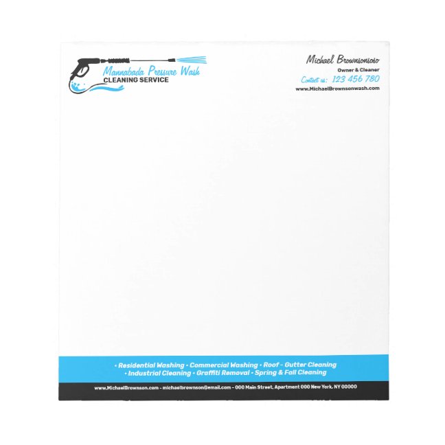 Simple Pressure Washing Power House Cleaning Notepad