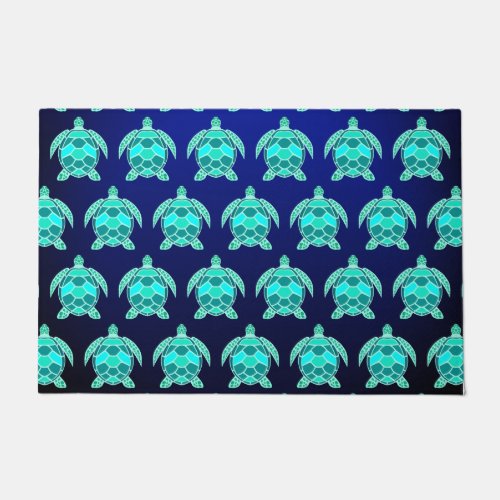 Simple Pretty Blue green turquoise teal Sea turtle Doormat