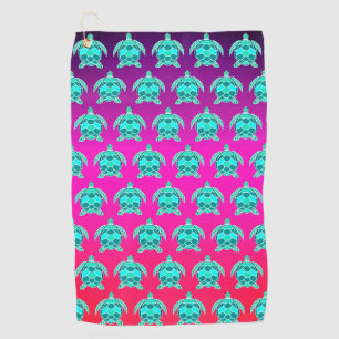 Simple Pretty Blue green turquoise teal Sea turtle Golf Towel