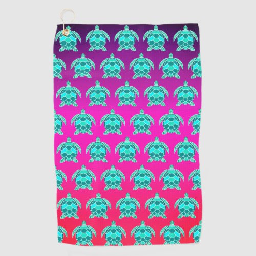 Simple Pretty Blue green turquoise teal Sea turtle Golf Towel