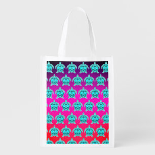 Simple Pretty Blue green turquoise teal Sea turtle Grocery Bag