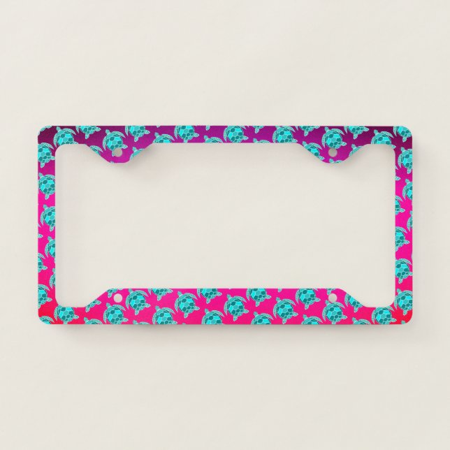 Simple Pretty Blue green turquoise teal Sea turtle License Plate Frame (Front)