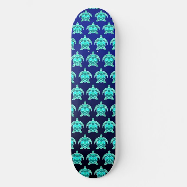 Simple Pretty Blue green turquoise teal Sea turtle Skateboard (Front)