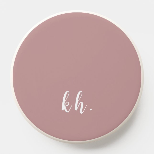 Simple Pretty Elegant Rose Pink Monogram Initials  PopSocket (Popsocket)