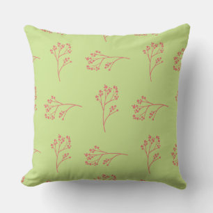 Simple Pretty Lime Green and Pink Floral  Throw Pillow