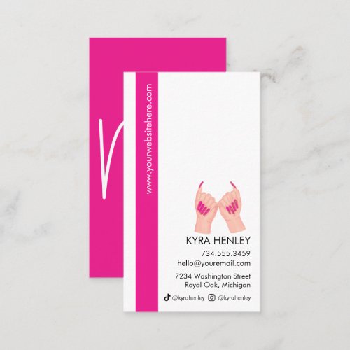 Simple Pretty Nail TechNail Salon Manicured Hands Business Card