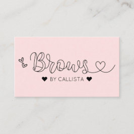 Simple Pretty Pink Hearts Typography Brows Business Card