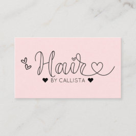 Simple Pretty Pink Hearts Typography Hair Business Card
