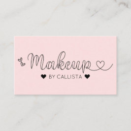 Simple Pretty Pink Hearts Typography Makeup Artist Business Card