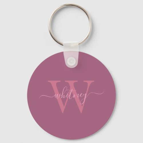 Simple Pretty Pink Monogram Name  Initial Keychain