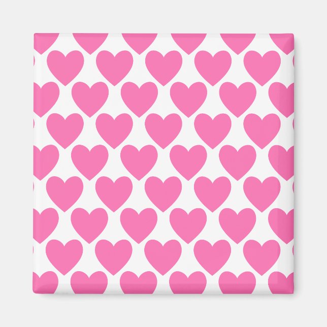 Simple Pretty Pink Polka Heart Wallpaper Pattern Magnet (Front)
