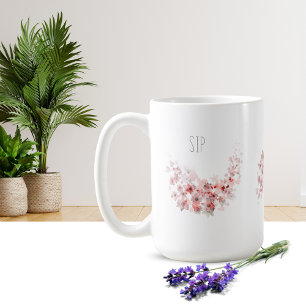 Simple Pretty Watercolor Pink Floral Coffee Mug