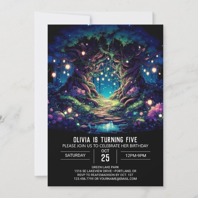 Simple Pretty Woodland Digital Birthday Invitation (Front)