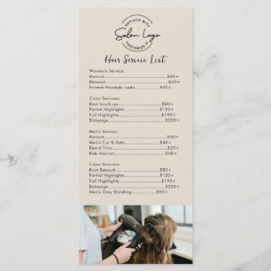 Simple Price List with QR Code Custom Hair salon Menu