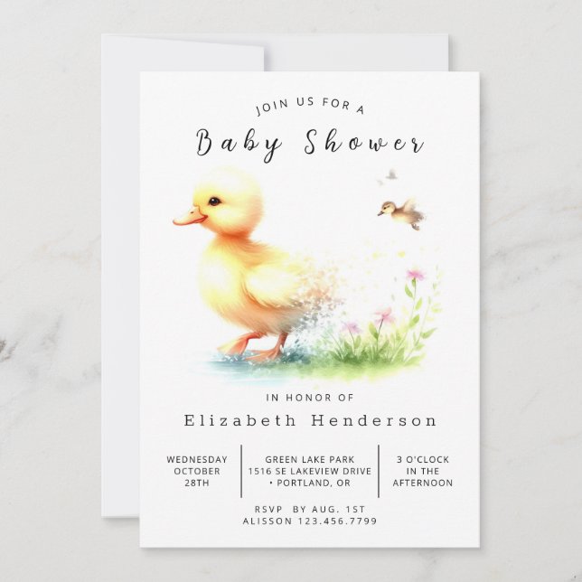 Simple Printable Duck Baby Shower Invitation (Front)