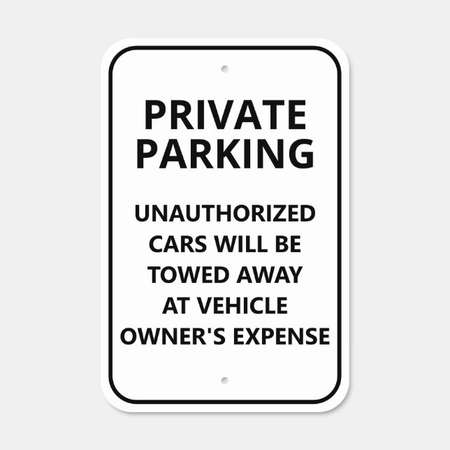 Simple Private Parking Metal Sign (Front)