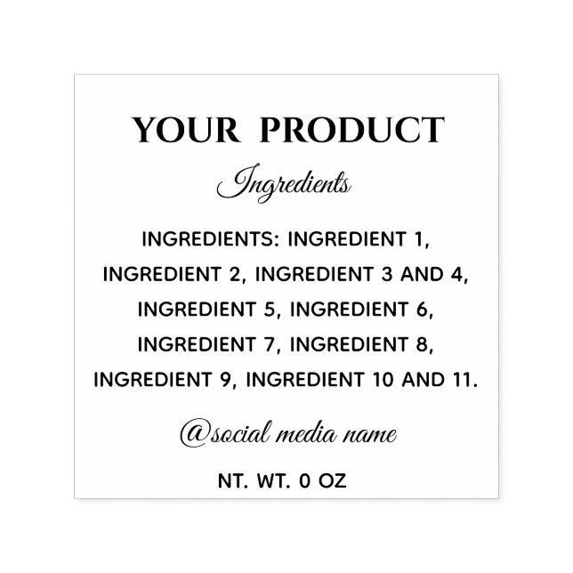 Simple Product ingredients  Self-inking Stamp (Design)