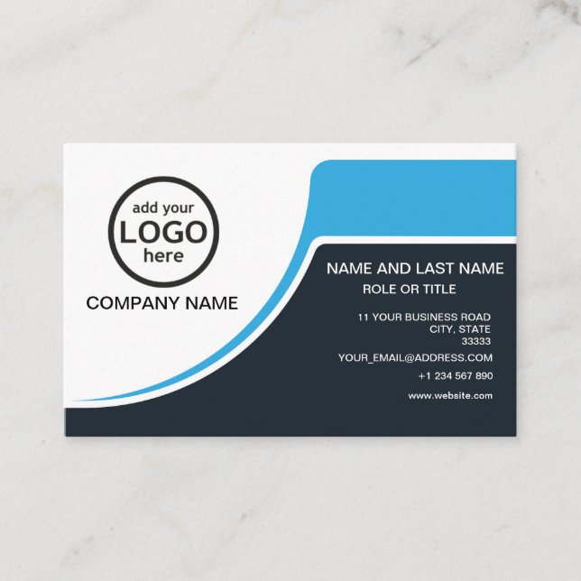 Simple Professional 2 colors add your logo Business Card (Front)