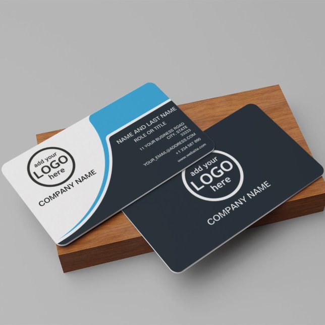 Simple Professional 2 colors add your logo Business Card (Creator Uploaded)