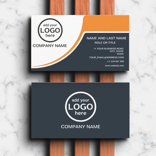 Simple Professional 2 colors add your logo Business Card (Creator Uploaded)