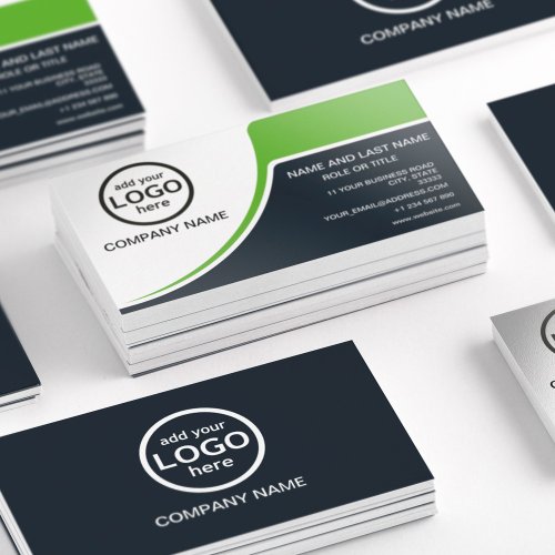 Simple Professional 2 colors add your logo Green Business Card