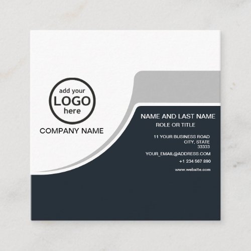 Simple Professional 2 colors add your logo Square Business Card