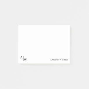 Simple Professional 2 Monogram Initial Black Basic Post-it Notes