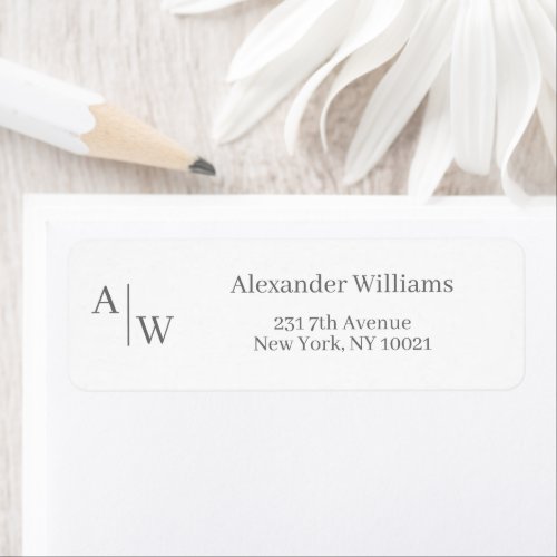 Simple Professional 2 Monogram Name Silver Gray Label