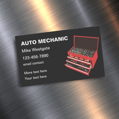 Simple Professional Auto Repair Mechanic Business Card Magnet