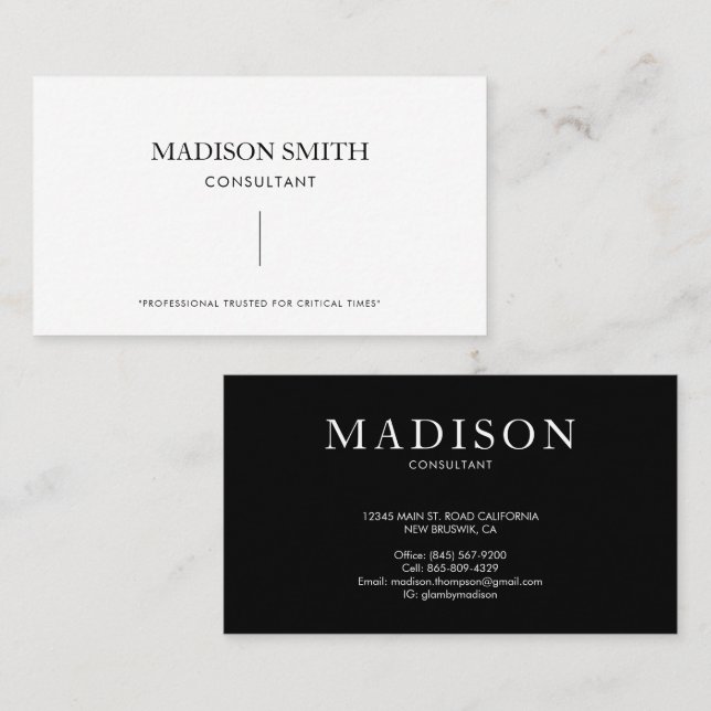 Simple Professional Black and White Business Card (Front/Back)