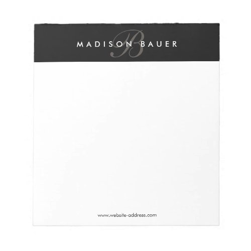 Simple Professional Black and White Monogram Notepad